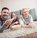 Family watching television
