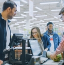Working at grocery store