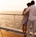 Couple at sunset on a ship