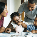 Family saving money together