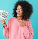 Woman holding money