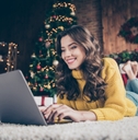 Smiling woman shopping online