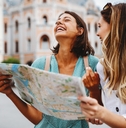 Friends exploring city