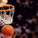 Basketball going through hoop
