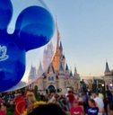 Mickey balloon and Cinderella Castle at Walt Disney World