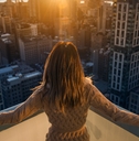 Woman on balcony 