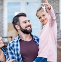 Family outside home