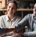 Couple meeting a lender