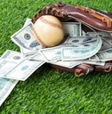Baseball glove full of money