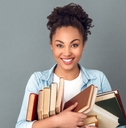 Young African-American woman holding books