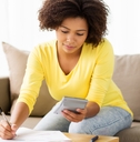 Woman with calculator
