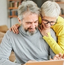Senior couple happy laptop computer