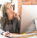 Woman looking at computer