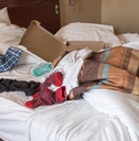Messy hotel room