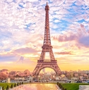Eiffel Tower at sunset in Paris, France
