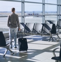 Traveler in airport terminal