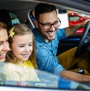 happy family in a car