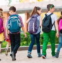 group of kids going to school together