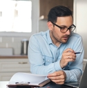 Accountant work from home on a laptop
