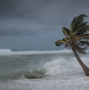 hurricane Delta tearing up the coastline of Grand Cayman