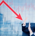 scared man attacked by declining arrow in office