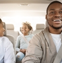 happy family in a car