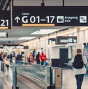 Travelers going to airport gate