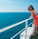 woman is sailing on a cruise ship