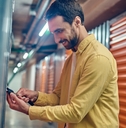 Man opening storage unit