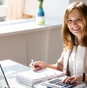 accountant woman in office doing accounting