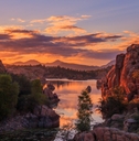 sunset reflection at watson lake prescott arizona