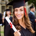 female graduate with diploma in hand