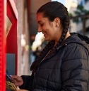 Woman using an ATM