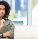 Woman looking at computer