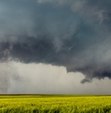 tornado in between green field