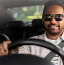 Man driving a car