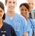 Several nurses standing in line