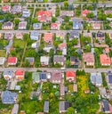 neighborhood with residential houses and driveways