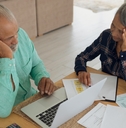 senior couple doing finances