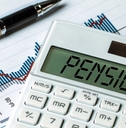 calculator showing pension on display
