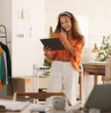 Business woman reviewing her expenses