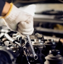 Mechanic working on car