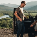 young couple on a road trip