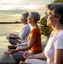 Older women doing yoga