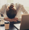 tired woman working at home 
