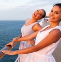 two women having fun on cruise ship