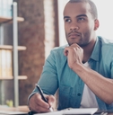 student is making decision sitting at the office 