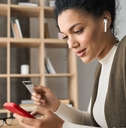Woman working on phone