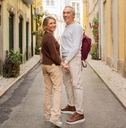 happy mature couple traveling