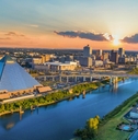 beautiful skyline of memphis tennessee during sunset